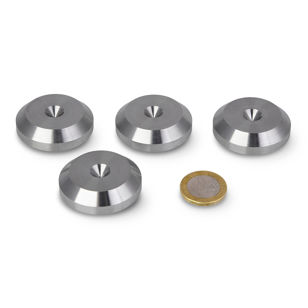 XLARGE - Stainless Speaker Spike Pads 40mm DIA chamfered 4pcs