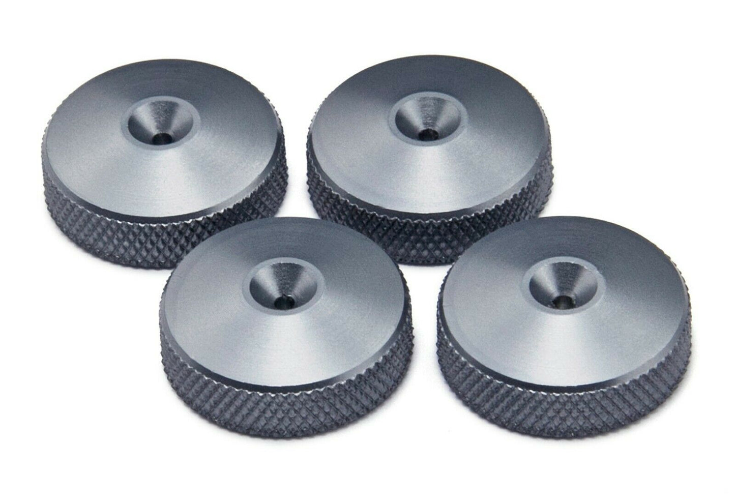GUN METAL Aluminium Speaker Pads 20mm dia, Knurled - Set of 4