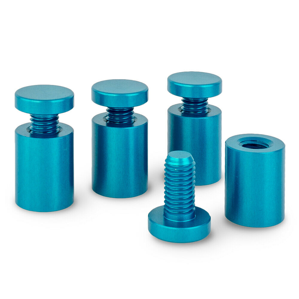 BLUE Aluminium Standoffs Sign Fixings 20mm dia L=25mm - Set of 4