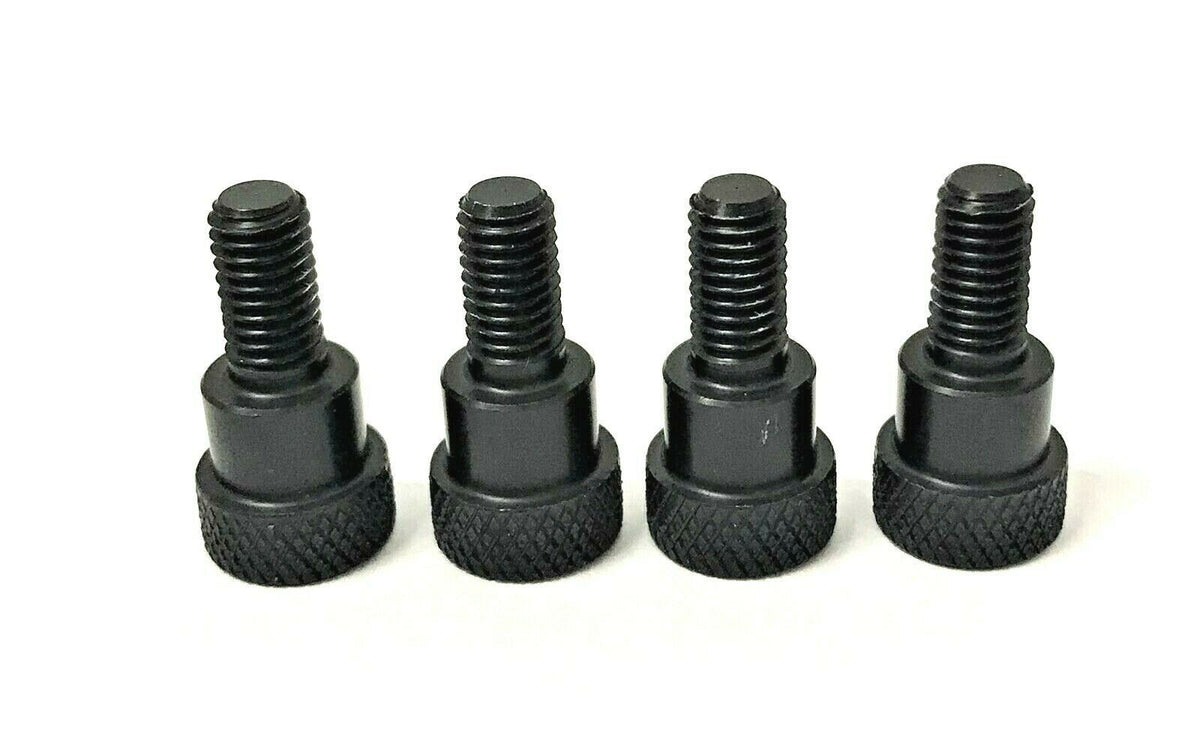 BLACK M5 x 10mm L20mm Shoulder Knurled Thumb Screws Set of 4