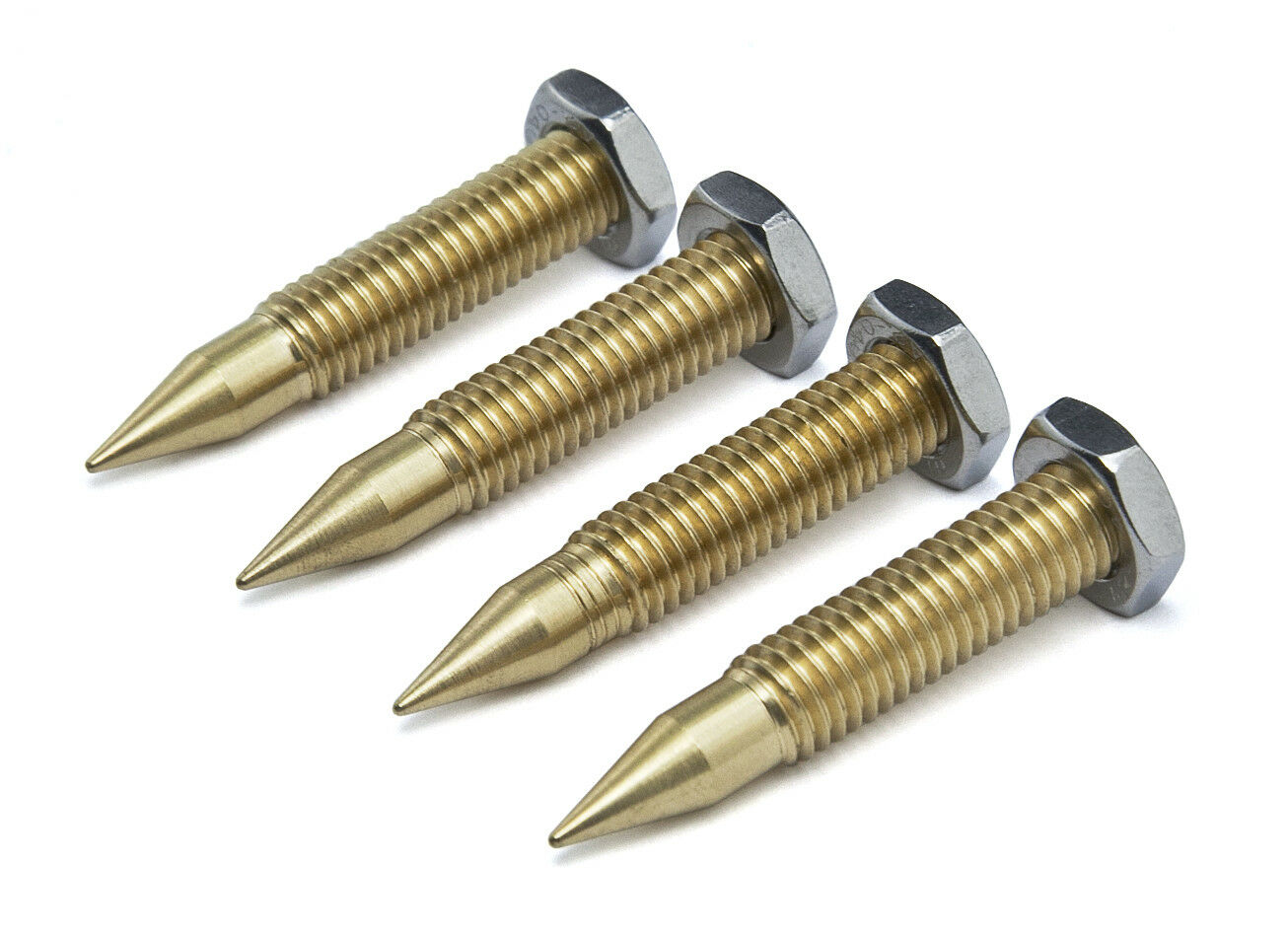 M6 Brass Speaker Spikes L=35mm (incl. 4x locking nuts) - Set of 4