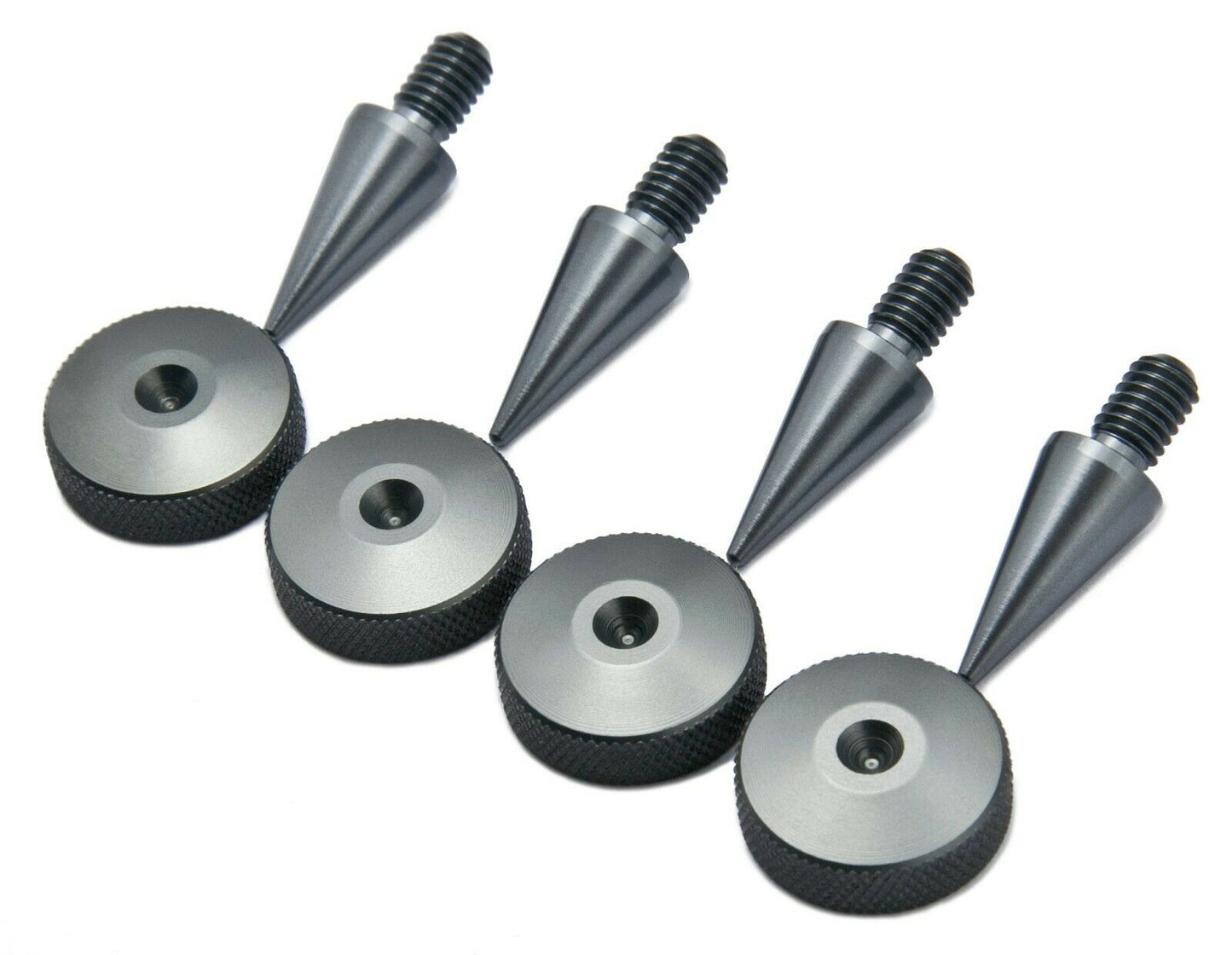 GUN METAL Speaker Spikes M8 + 20mm Spikes Shoes Knurled - Set of 4