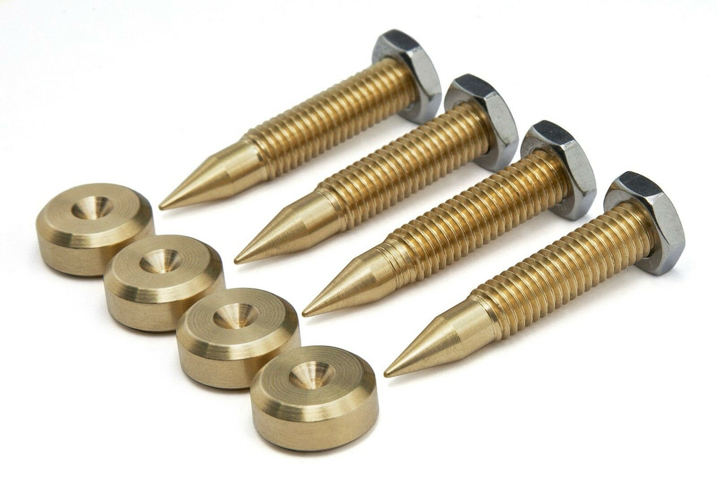 M6 BRASS Speaker Spikes + Spike Pads Shoes HIFI Stands - Set of 4