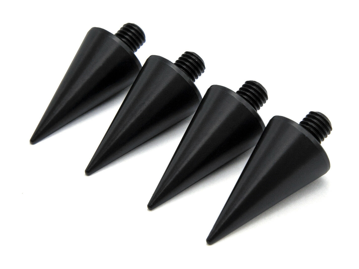 Large Black Aluminium Speaker Spikes M10 x 15 mm – 20 mm Cone Diameter – 52 mm Length – Set of 4