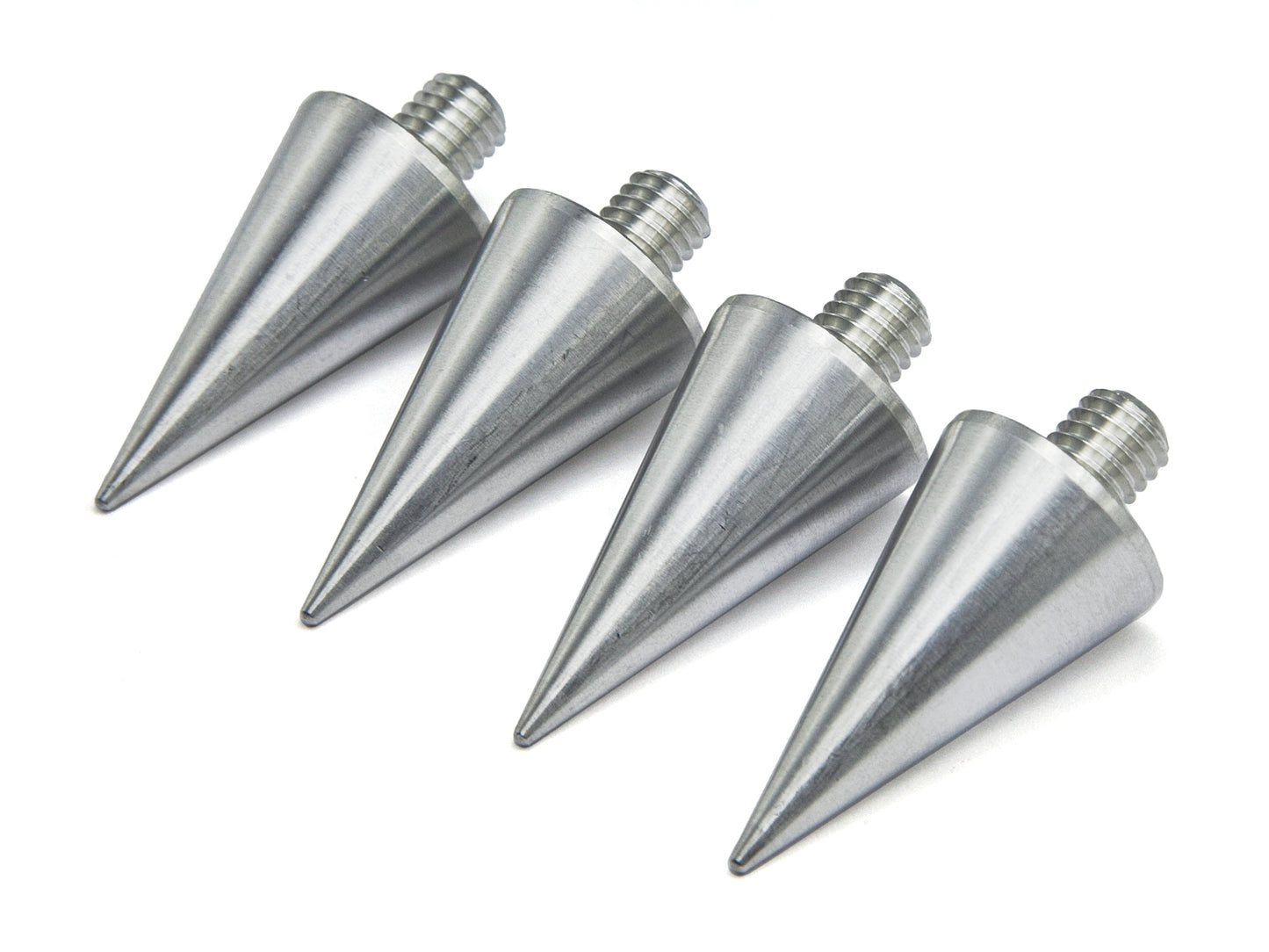 Large Aluminium Speaker Spikes M8 x 15 mm – 20 mm Cone Diameter – 52 mm Length – Set of 4
