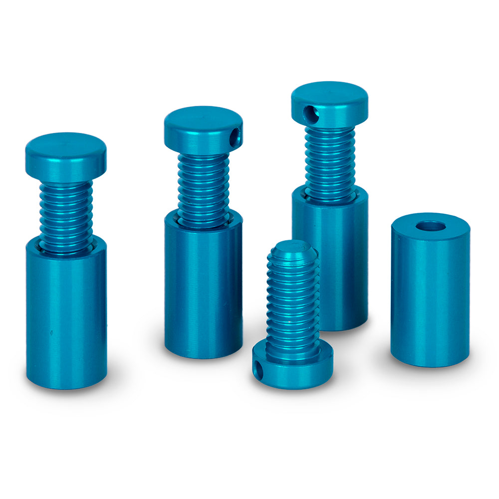 BLUE Aluminium Standoffs Sign Fixing 12mm dia L=20mm - Set of 4