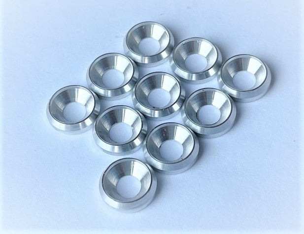 Aluminium Countersunk Cup Washers M3 8mm dia CNC Solid Metal 10x