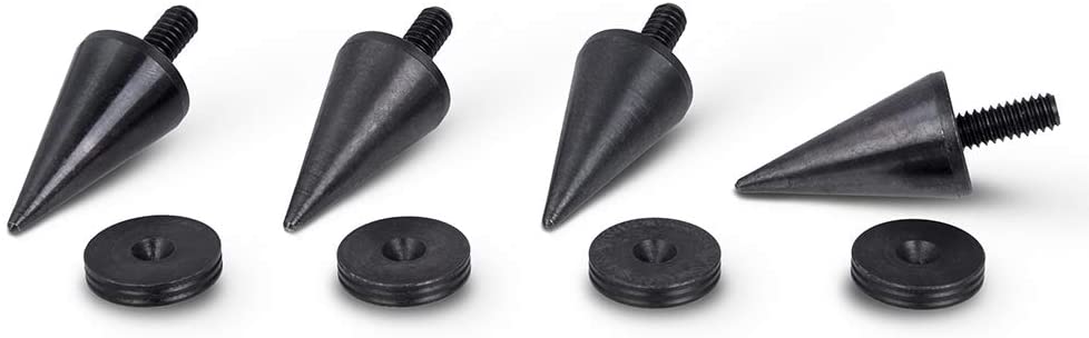 BIG Blackened Steel Speaker Spikes M6 L-37mm + Slim Pads 20mm 4pcs