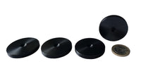 PrecisionGeek® Slim Speaker Spike Pads – Decorative Grooved Edge, Ø40mm – Black Aluminium – Pack of 4