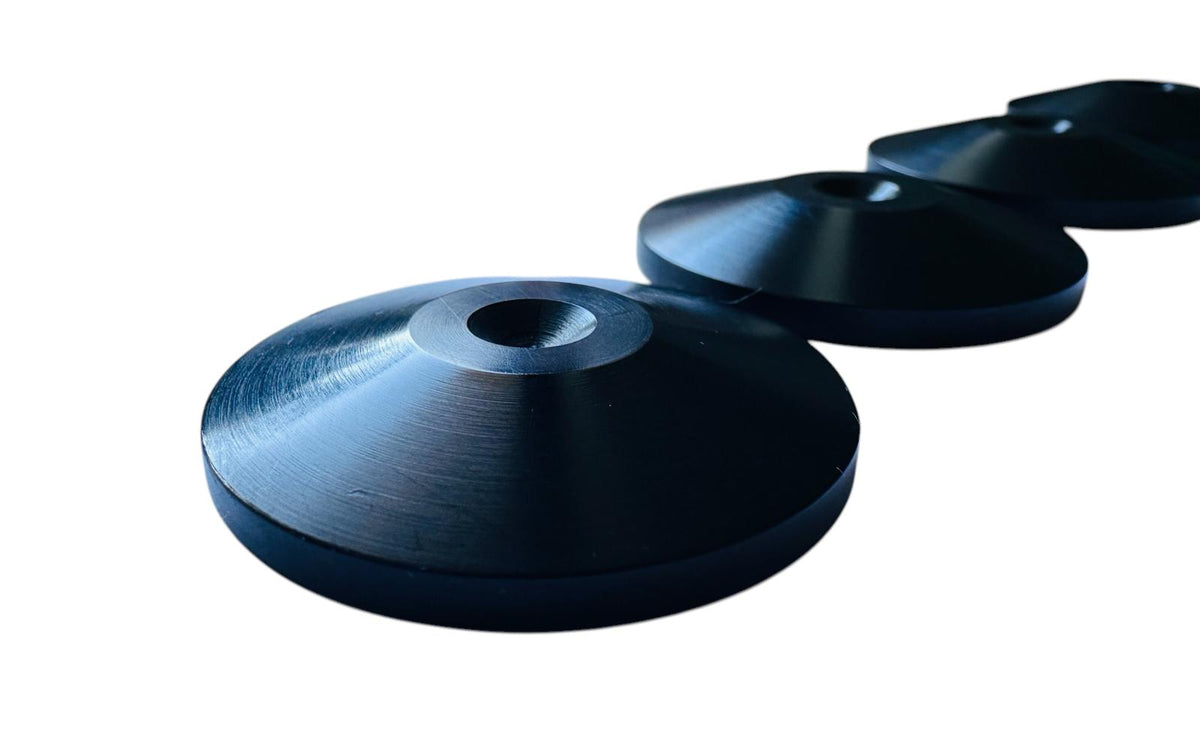 PrecisionGeek® Black Aluminium Coned Speaker Spike Pads 40mm – Set of 4