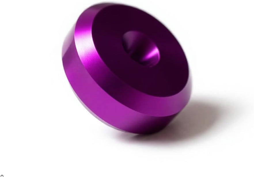 PrecisionGeek® Purple Aluminium Speaker Spike Pads 20mm Chamfered – CNC Machined Anodised Isolation Discs 8mm, Set of 4