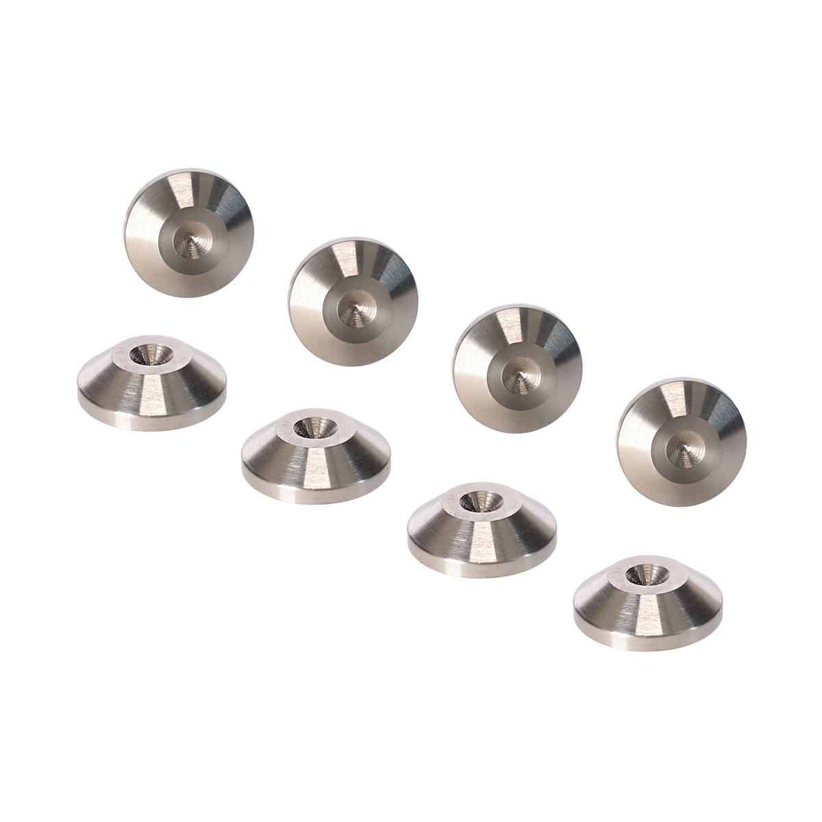PrecisionGeek® Stainless Steel Speaker Spike Pads 20mm CONED – CNC Machined Isolation Discs 6mm, Set of 8