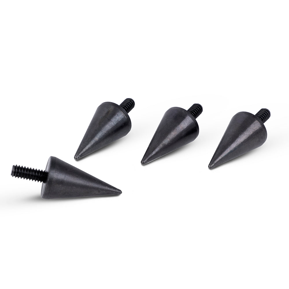 Large Blackened Steel Speaker Spikes 1/4"-20 UNC x 15 mm – 20 mm Cone Diameter – 52 mm Length – Set of 4