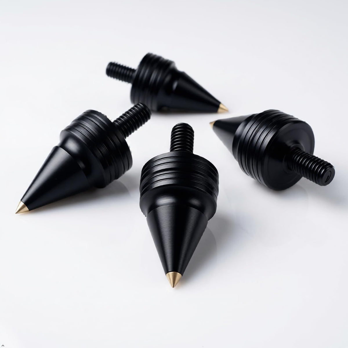 PrecisionGeek® Black Aluminium Speaker Spikes M8 Ø20mm x 34mm with Brass Tip – Set of 4