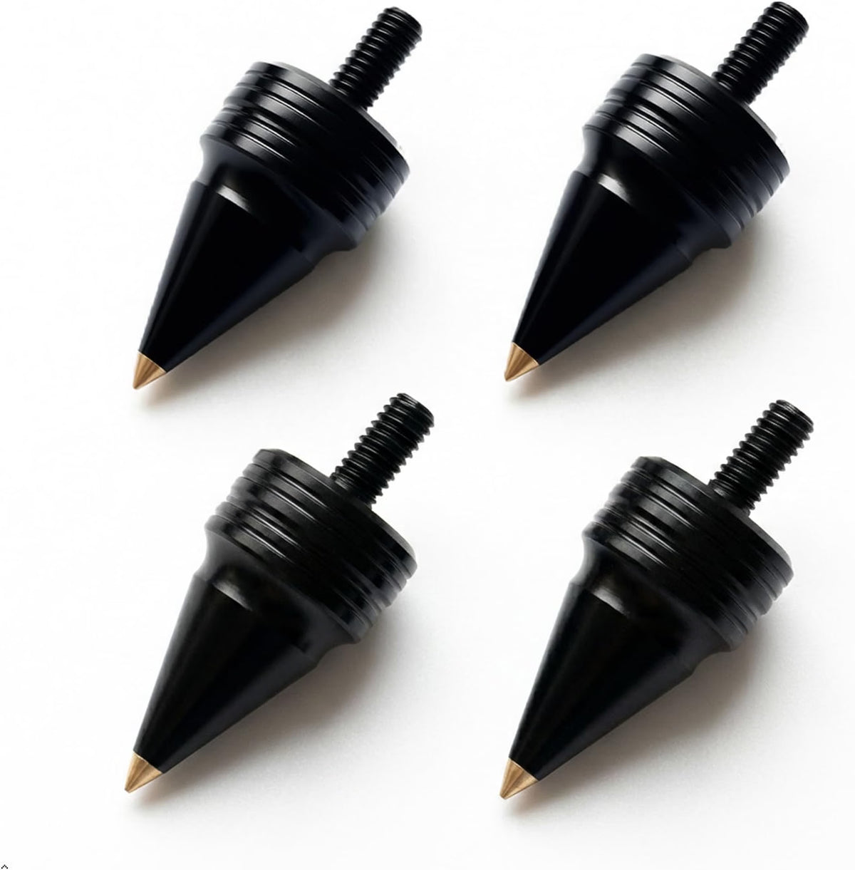 PrecisionGeek® Black Aluminium Speaker Spikes M8 Ø20mm x 34mm with Brass Tip – Set of 4