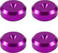 PrecisionGeek® Purple Aluminium Speaker Spike Pads 20mm Chamfered – CNC Machined Anodised Isolation Discs 8mm, Set of 4