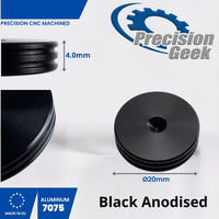 PrecisionGeek® Black Aluminium Speaker Spike Pads 20mm Slim – CNC Machined Isolation Discs, Set of 8