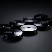 PrecisionGeek® Black Aluminium Speaker Spike Pads 20mm Slim – CNC Machined Isolation Discs, Set of 8
