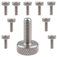 PrecisionGeek® Stainless Steel Flat Knurled Thumb Screws M3 x 10mm – 14mm Total Length, 10mm Head, 4mm Thick, Diamond Knurl – Set of 10