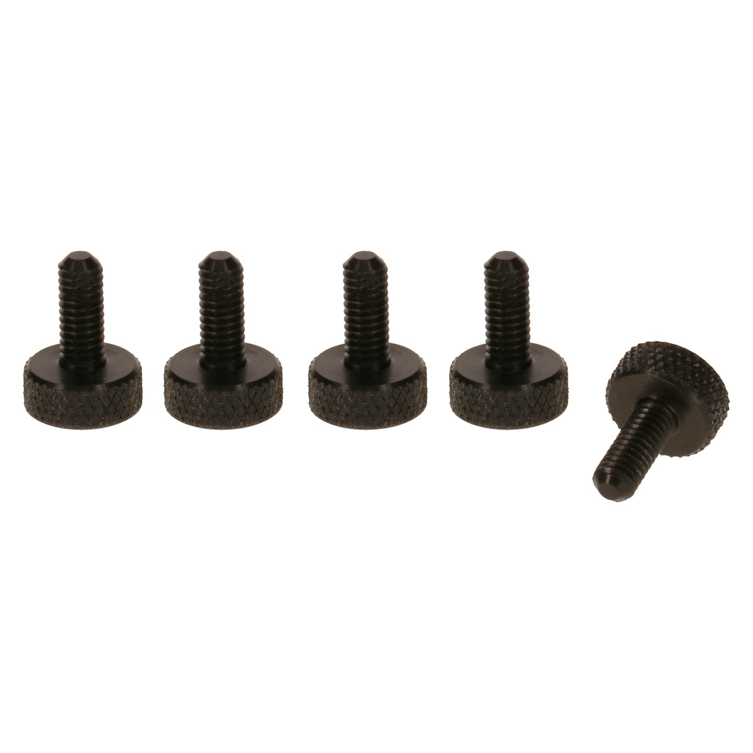 BLACK M5 x 10mm Flat Knurled Thumb Screws - Set of 5