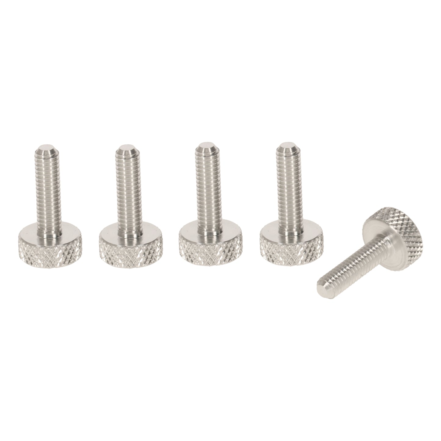 M5 x 15mm Flat Knurled Thumb Screws L-19mm (Set of 5) - Aluminium