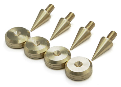 Brass Speaker Spikes M8 and Pads 20mm dia - Set of 4