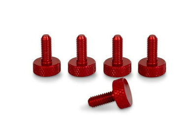 RED M4 x 10mm Flat Knurled Thumb Screws - Set of 5