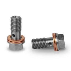 Stainless Steel Brake Banjo Bolt M10 x 1.25mm Hex With Copper Washers x2 L-22mm