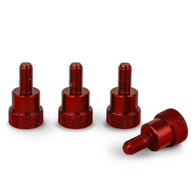 RED M5 x 10mm L-20mm Knurled Shoulder Thumb Screws - Set of 4pcs