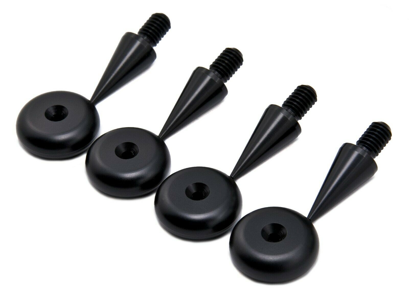 BLACK Aluminium Speaker Spikes M8 + 20mm Speaker Pads Round - Set of 4