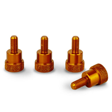 ORANGE M4 x 10mm L-20mm Knurled Shoulder Thumb Screws - Set of 4