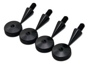 Black Aluminium Speaker Spikes M6 + 20mm Knurled Speaker Pads- Set of 4