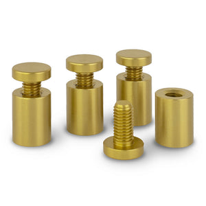 GOLD Aluminium Standoffs Sign Fixings 20mm dia L=25mm - Set of 4