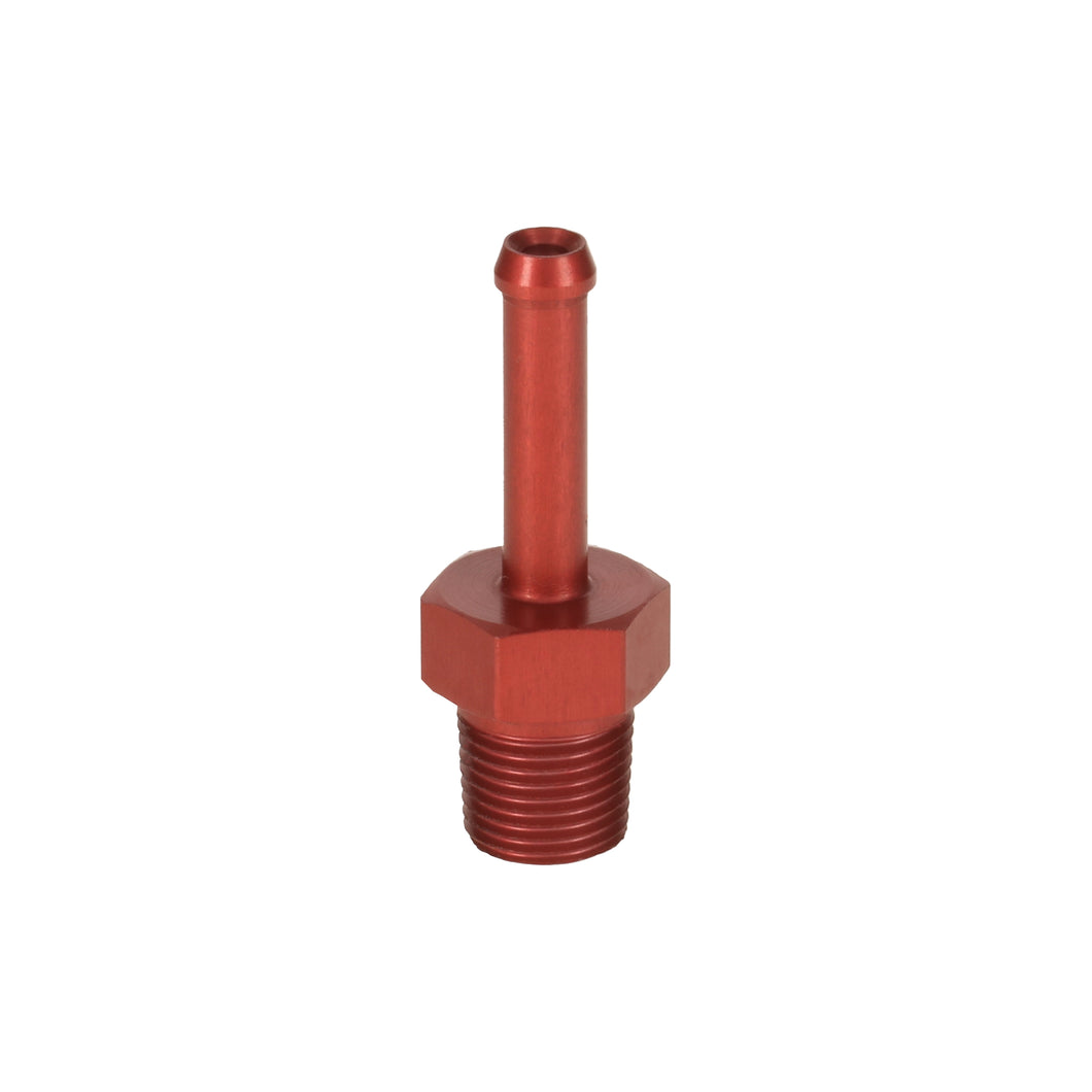 1/8 NPT to 4mm 5mm (3/16) PUSH ON BARB TAIL Adapter - Red Anodised Aluminium