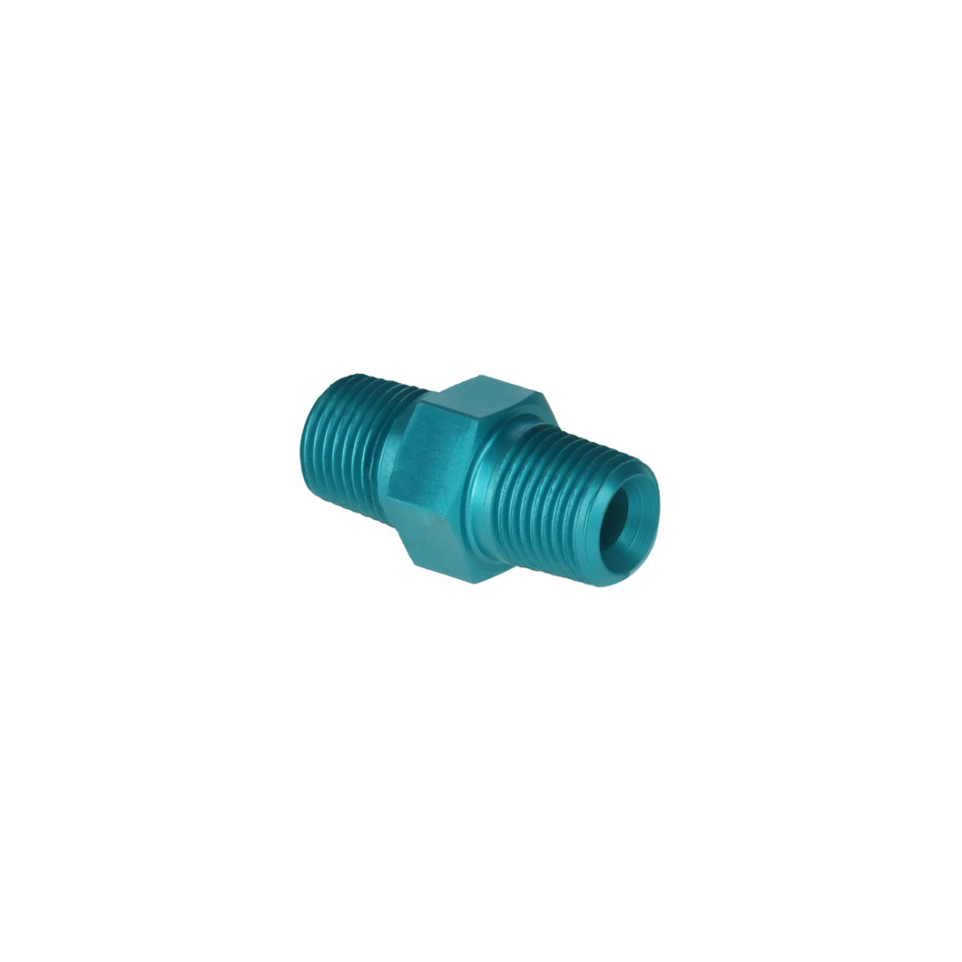 Alu 1/8 NPT to 1/8 NPT Male to Male Adapter / Coupler Union - Blue