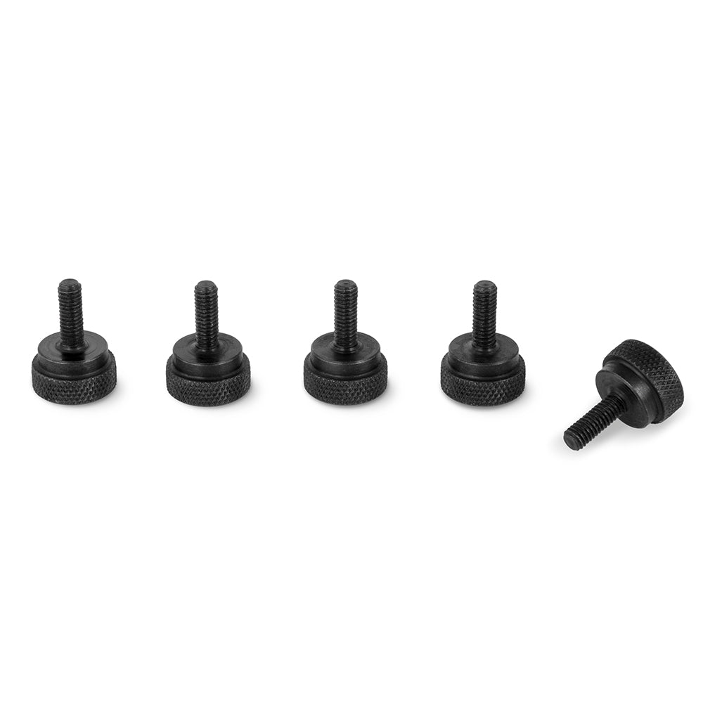 Black Steel M5 x 10mm Knurled Thumb Shoulder Screws (Set of 5)