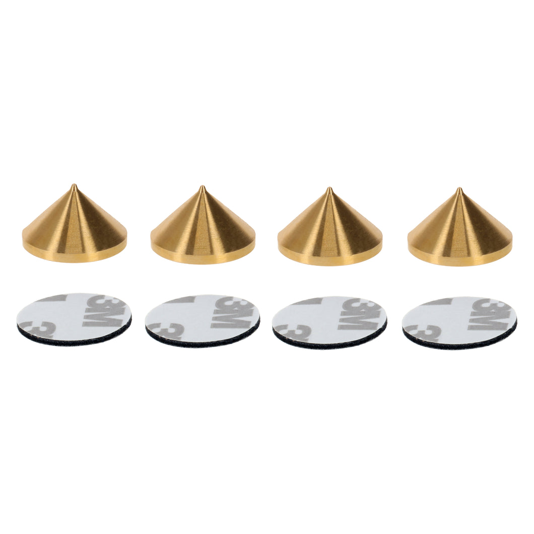 Speaker Spikes Cones BRASS with adhesive pads for HiFi Stands - Set of 4 pc
