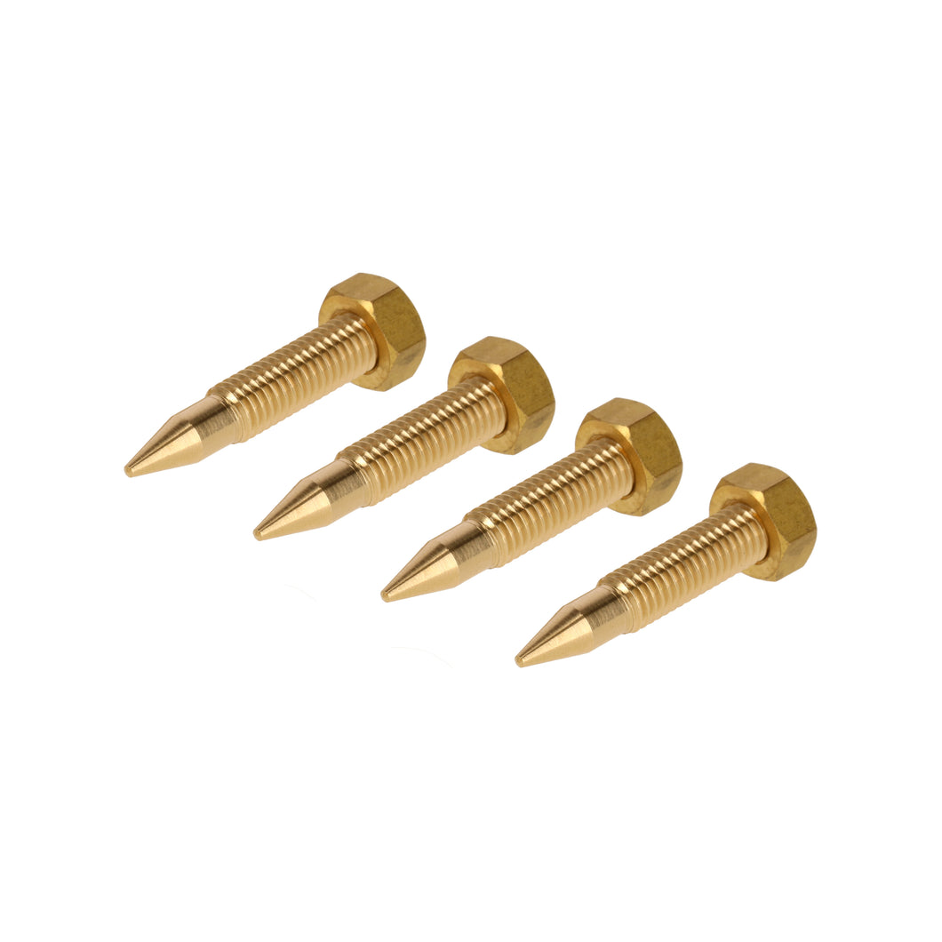 M8 Brass Speaker Spikes L=45mm (incl. 4x locking nuts) - Set of 4 pcs