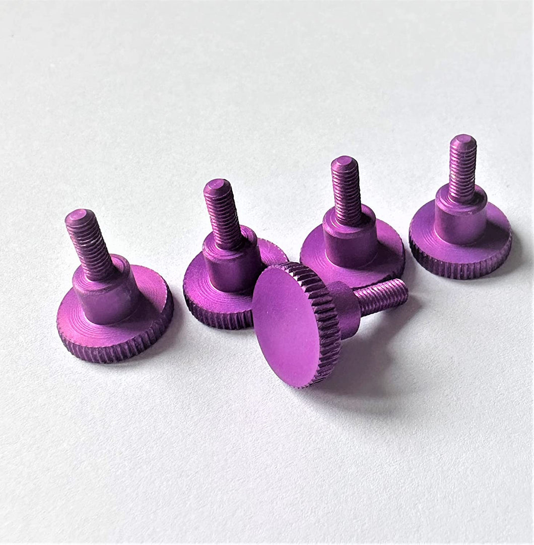 Purple Aluminium M3 x 8mm DIN 464 Thumb Shoulder Screws (Set of 5)
