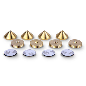 Brass Speaker Spikes Cones with SLIM Pads 20mm dia & Adhesive Pads
