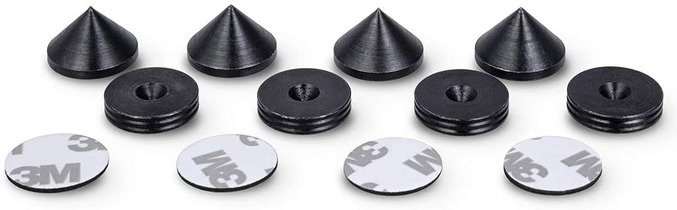 Blackened Steel Cones 20mm dia Speaker Spikes with Slim Pads 4pcs