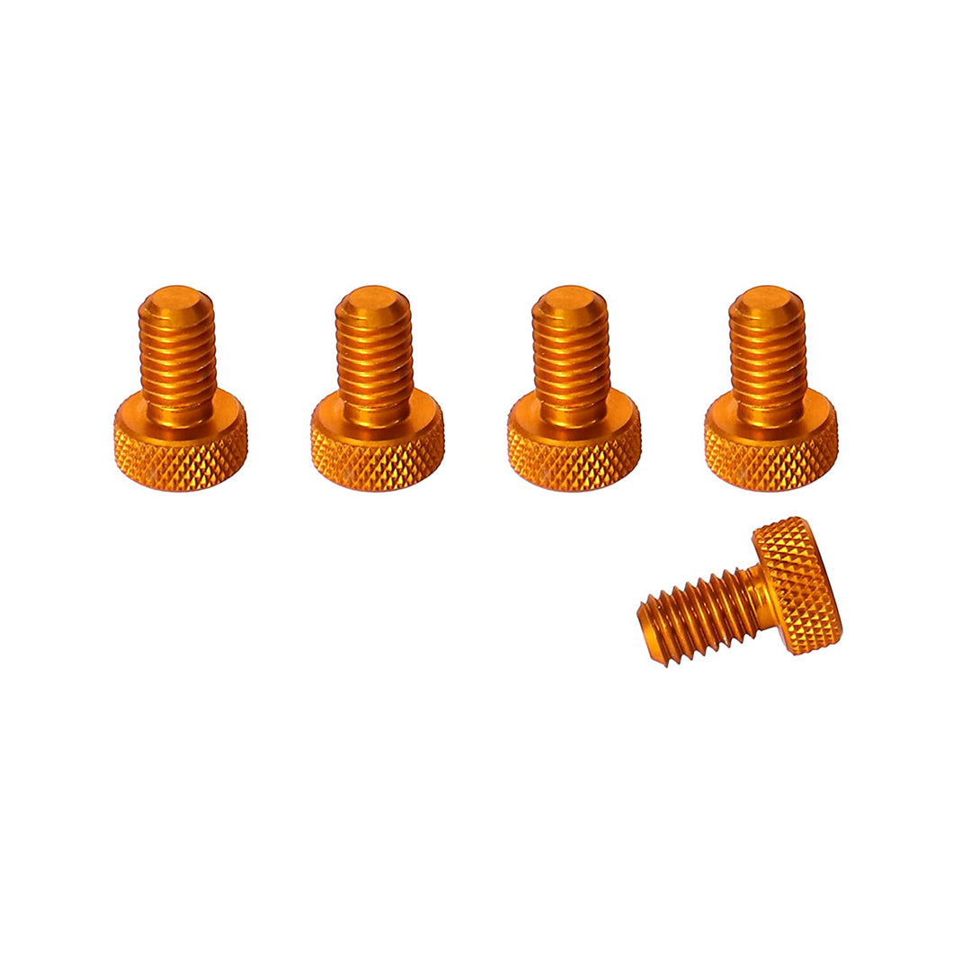 M6 x 10mm Flat Knurled Thumb Screws (Set of 5) - Orange