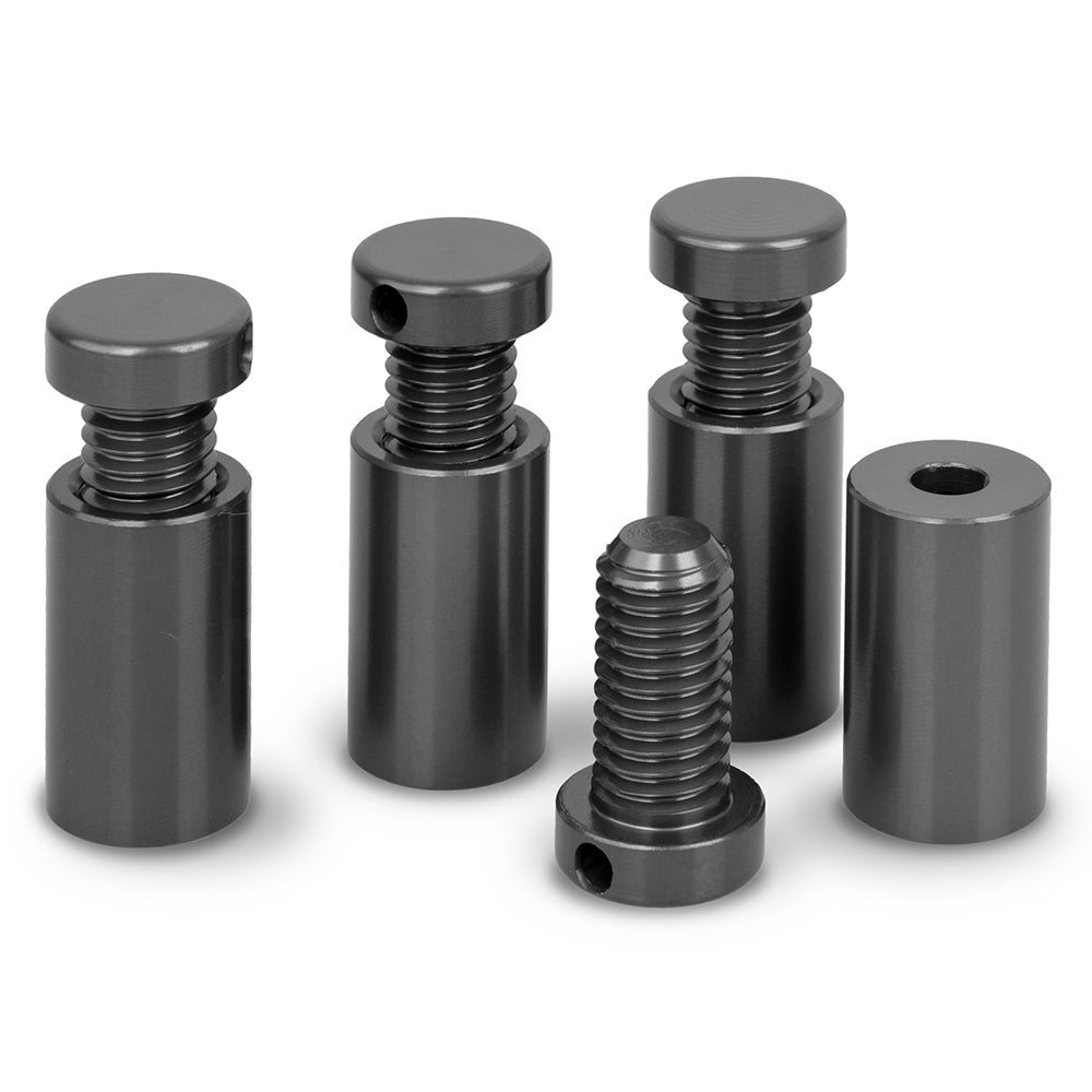 Alu Standoffs Sign Fixing Grey Finish 16mm dia L=25mm 4x